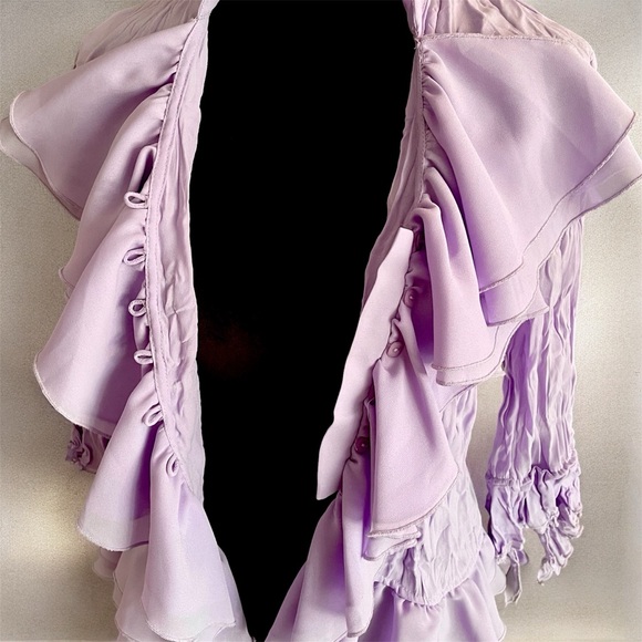 Lilac Purple Ruffle Buttoned Blouse - Picture 4 of 6